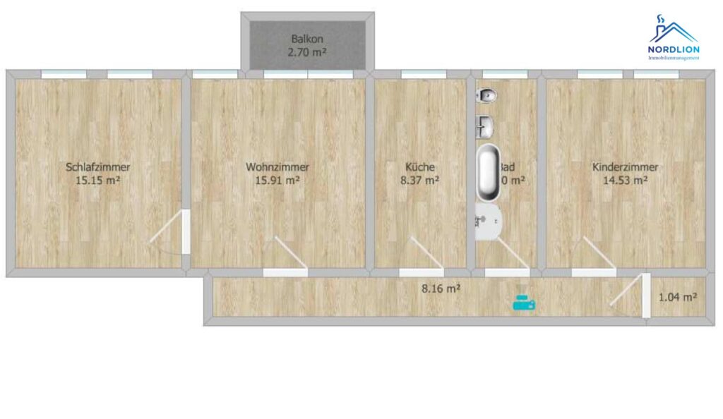 3-Zimmerwohnung im OG mit 82,65 m² Wohnfläche